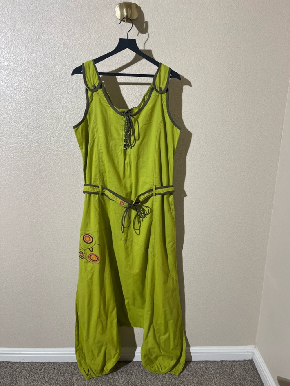 Coline Hippie Lime Green Women’s Jumpsuit with Contrast Trim